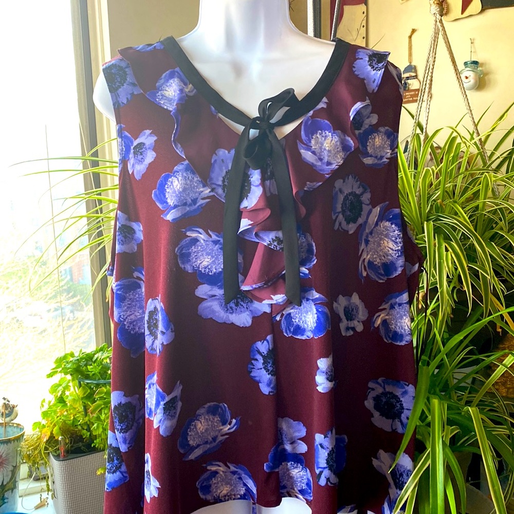 Elle Beautiful Ruffle Top Sleeveless Top, Size XXL, Like New